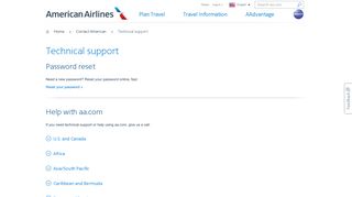 Technical support – Customer service – American Airlines