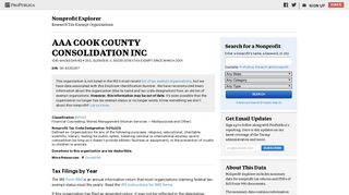 Nonprofit Explorer - AAA COOK COUNTY CONSOLIDATION INC ...