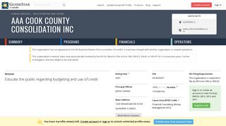 AAA Cook County Consolidation Inc - GuideStar Profile