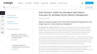 AAA Northern California, Nevada & Utah Selects OneLogin for ...