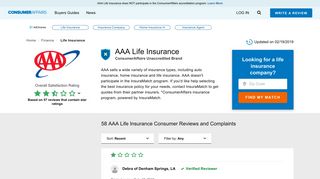 AAA Life Insurance 57 Reviews and Complaints - Read Before You Buy