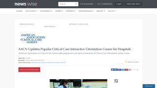 AACN Updates Popular Critical Care Interactive Orientation Course for ...