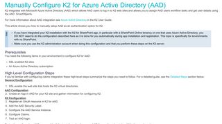 Manually Configure K2 for Azure Active Directory (AAD)