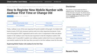 How to Register New Mobile Number with Aadhaar First Time or ...