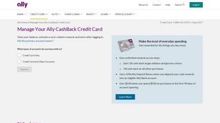 Ally CashBack Credit Card Services | Account Login | Ally