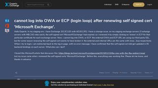 cannot log into OWA or ECP (login loop) after ... - Experts Exchange