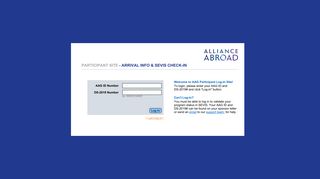 Participant Login Site for Arrival Info & SEVIS Check-In - Alliance Abroad