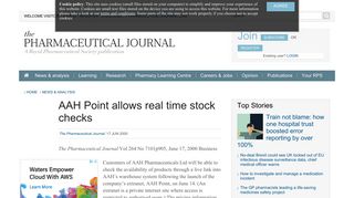 AAH Point allows real time stock checks | News | Pharmaceutical Journal