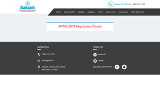 ANTHE Scholarship Exam 2018: Registration for Class 8, 9 and 10