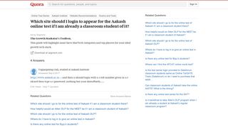 Which site should I login to appear for the Aakash online test if ...