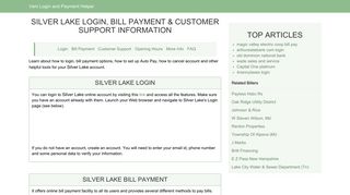 Silver Lake Login, Bill Payment & Customer Support Information