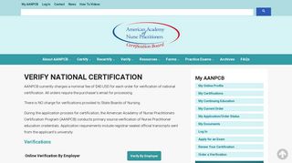 Verification of Certification - AANPCP