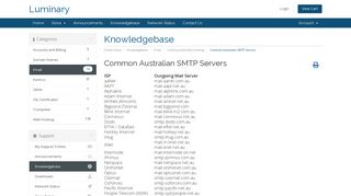 Common Australian SMTP Servers - Knowledgebase - Luminary