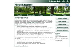 TimeClock Plus - Human Resources - Colorado State University