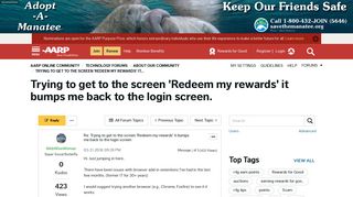 Trying to get to the screen 'Redeem my rewards' it... - AARP Online ...