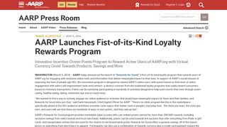 AARP Launches Fist-of-its-Kind Loyalty Rewards Program - Mar 5, 2014