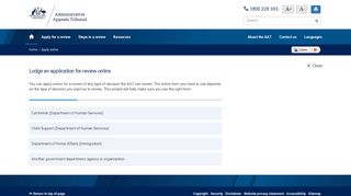 Apply online | Administrative Appeals Tribunal