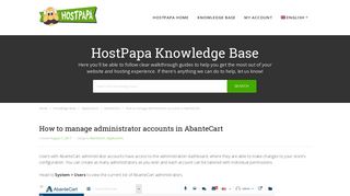 How to manage administrator accounts in AbanteCart - HostPapa ...