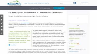 IDS Adds Expense Tracker Module to Latest AbbaDox CRM Release ...