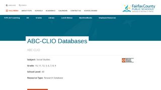 ABC-CLIO Databases | Fairfax County Public Schools