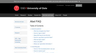 Abel FAQ - University of Oslo