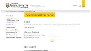 Aberystwyth University - Accommodation Portal
