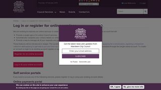 Log in or register for online services | Aberdeen City Council