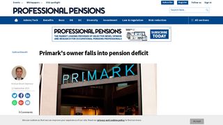 Primark's owner falls into pension deficit - Professional Pensions