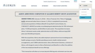 Alerus Announces Completion of Alliance Benefit Group Acquisition ...