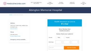 Abington Memorial Hospital | MedicalRecords.com