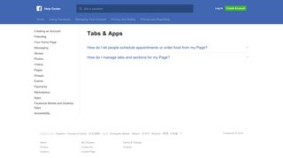 Tabs & Apps | Facebook Help Center | Facebook
