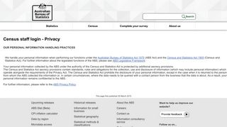 Census staff login - Privacy - Australian Bureau of Statistics