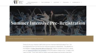 Summer Intensive Pre-Registration 2018 - ABT: Membership ...