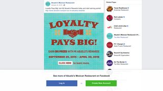 Loyalty Pays Big! Join Mi Abuelo's... - Abuelo's Mexican Restaurant ...