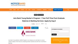 Axis Bank Young Banker's Program: 1 Year Full-Time Post-Graduate ...