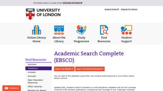 Academic Search Complete (EBSCO) | The Online Library