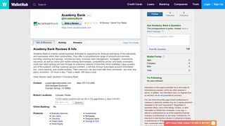 Academy Bank Reviews: 34 User Ratings - WalletHub