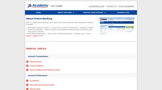 Academy Sports + Outdoors Visa Card - About Online Banking