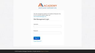 Site Management Login - Academy Mortgage Corporation