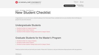 New Student Checklist | Academy of Art University