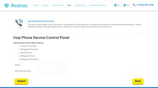 VoIP Control Panel - Acanac