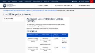 International Credit - Australian Careers Business College (ACBC ...