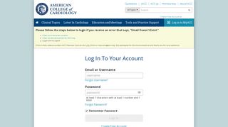Log In To Your Account - American College of Cardiology