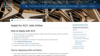 Apply for ACC Jobs Online | Austin Community College District
