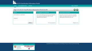 Sign In | ACCD Classification Information Portal