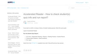 Accelerated Reader - How to check student(s) quiz info and run report ...