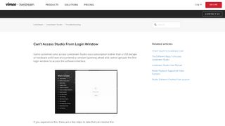 Can't Access Studio From Login Window – Livestream