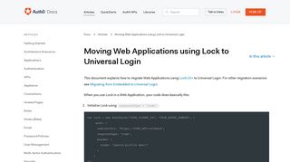 Moving Web Applications using Lock to Universal Login - Auth0