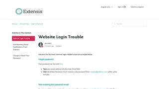 Website Login Trouble – Extensis