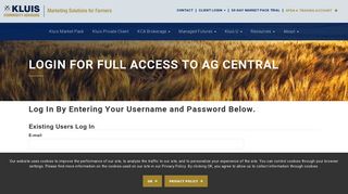 Login for full access to Ag Central - Kluis Commodity Advisors
